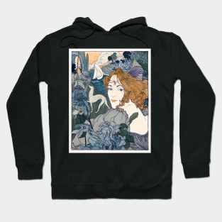 Art Nouveau Lady Print Retour Hoodie